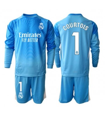 Real Madrid Thibaut Courtois #1 Goalkeeper Replica Home Stadium Kit for Kids 2025-26 Long Sleeve (+ pants)